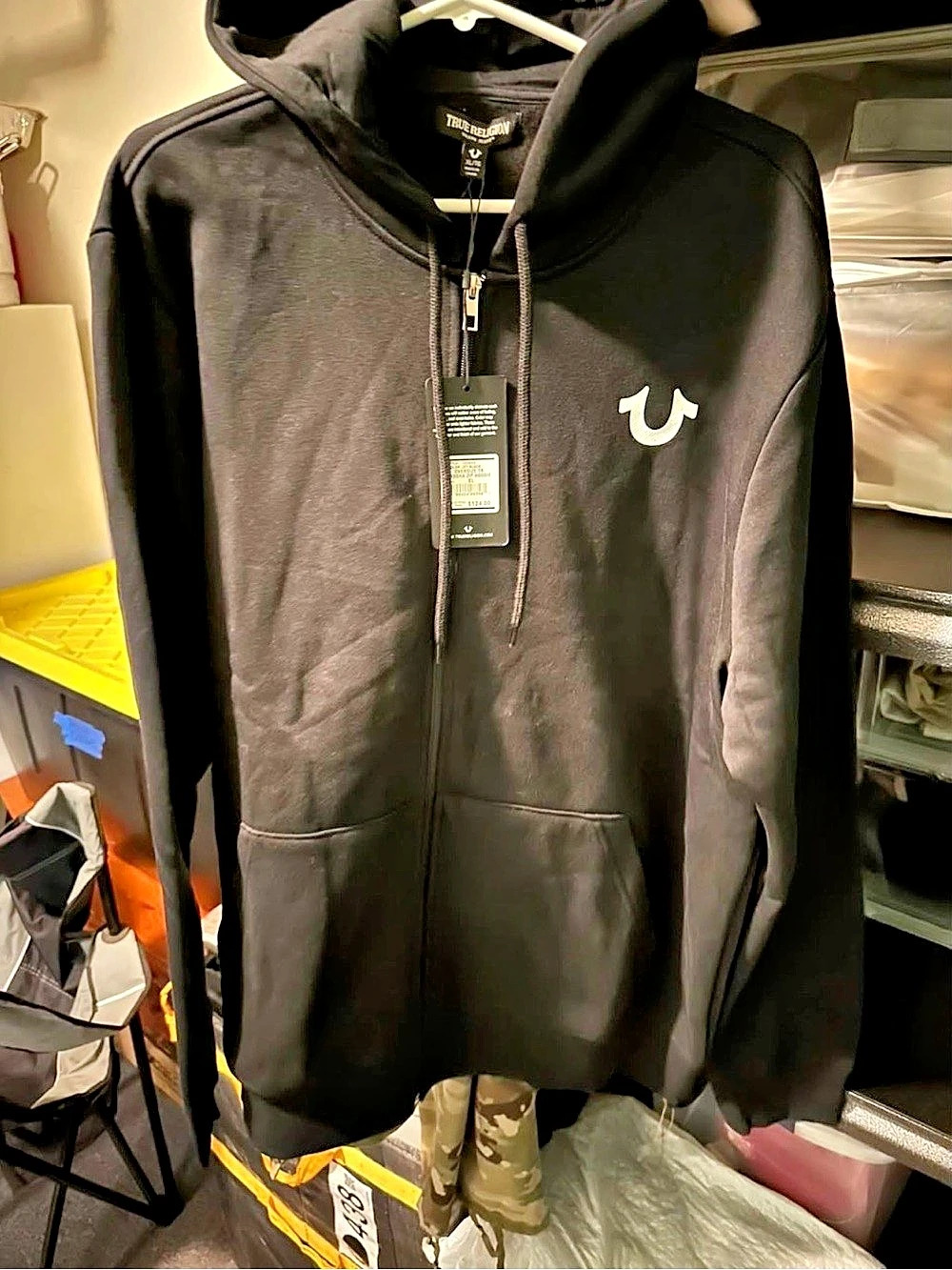 True Religion Oversize TR Buddha Zip Hoodie Men's Black & Red XL